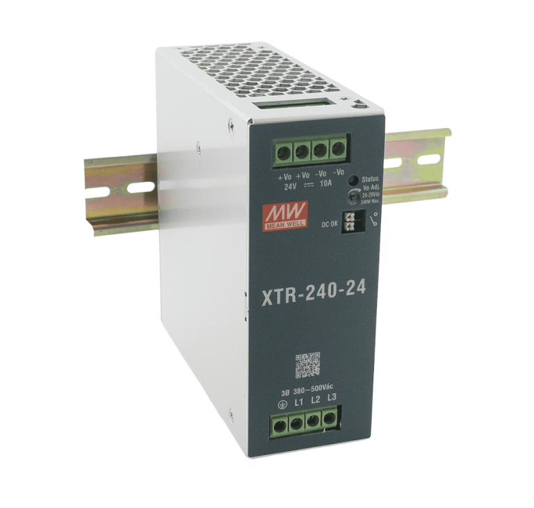 XTR-240-36 – Fonte Chaveada DIN 240W 320-600VCA Saída 36VCC-6,7A – MEAN WELL