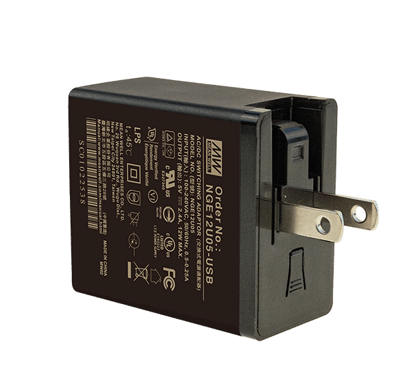 NGE12U05-USB – Adaptador AC/DC 12W 80~264VCA Saída 5V-2.4A – MEAN WELL