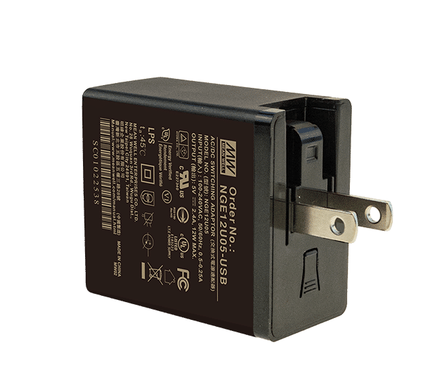 NGE12U05-USB – Adaptador AC/DC 12W 80~264VCA Saída 5V-2.4A – MEAN WELL