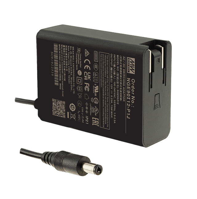 NGE90I12-P1J – Adaptador AC/DC 90W 80~264VCA Saída 12V-6.25A – MEAN WELL