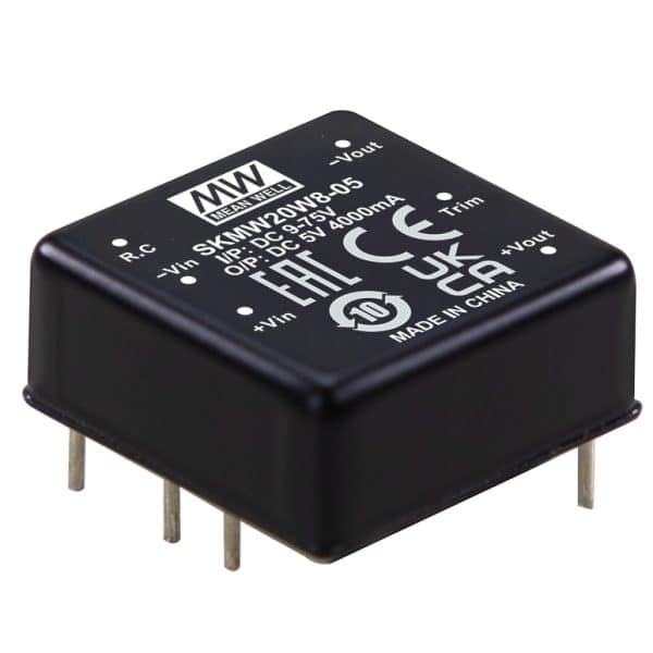 SKMW20W8-15 – Conversor CC/CC Módulo 20W 9-75VCC Saída 15VCC/1.33A – MEAN WELL