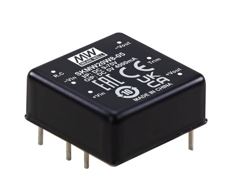 SKMW20W8-15 – Conversor CC/CC Módulo 20W 9-75VCC Saída 15VCC/1.33A – MEAN WELL