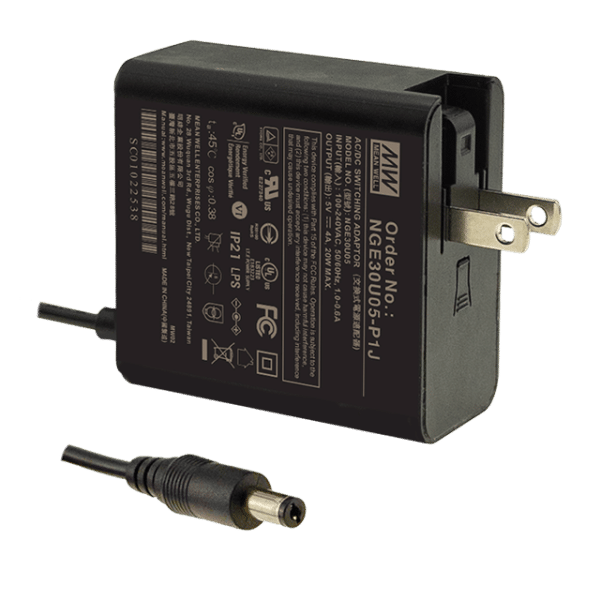 NGE30U09-P1J – Adaptador AC/DC 30W 80~264VCA Saída 9V-3.33A – MEAN WELL
