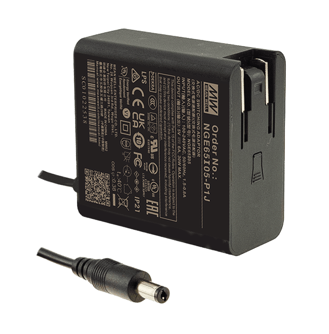 NGE65I24-P1J – Adaptador AC/DC 65W 80~264VCA Saída 24V-2.71A – MEAN WELL