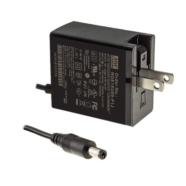 NGE18U24-P1J – Adaptador AC/DC 18W 80~264VCA Saída 24V-0.75A – MEAN WELL