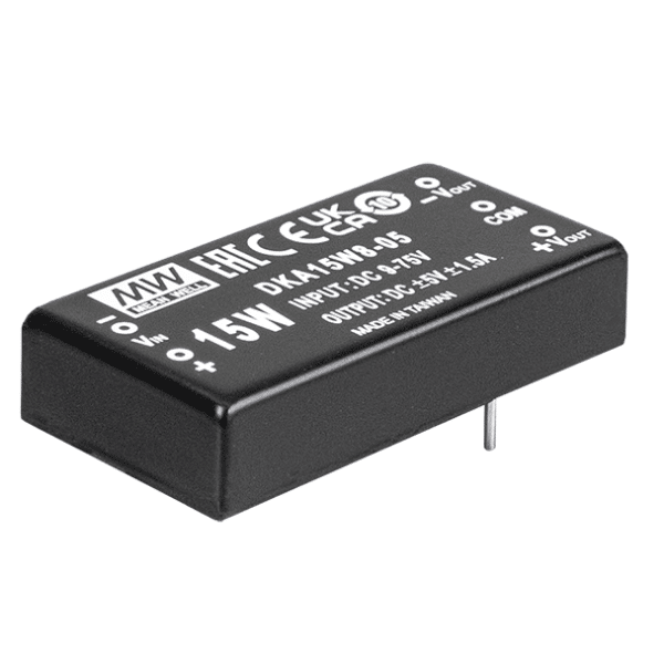 DKA15W8-15 – Conversor CC/CC Módulo 15W 9-75VCC Saída ±15VCC/0.5A – MEAN WELL