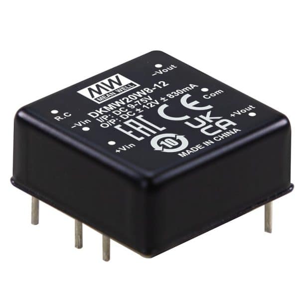 DKMW20W8-15 – Conversor CC/CC Módulo 20W 9-75VCC Saída ±15VCC/0.66A – MEAN WELL