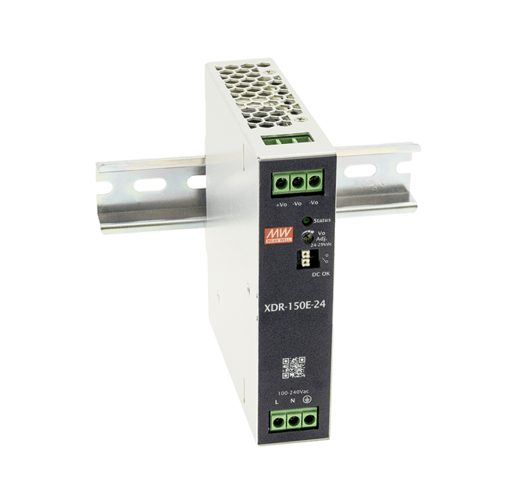 XDR-150E-24 – Fonte Chaveada DIN 150W 85-264VCA Saída 24VCC-6,3A – MEAN WELL