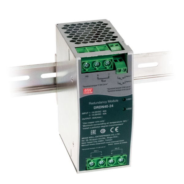 DRDN40-12 – Módulo de Redundância 9-14VCC Saída 12VCC-0-40A per input – MEAN WELL