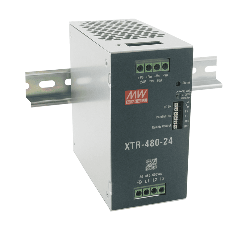 XTR-480-12 – Fonte Chaveada DIN 360W 320-600VCA Saída 12VCC-30A – MEAN WELL