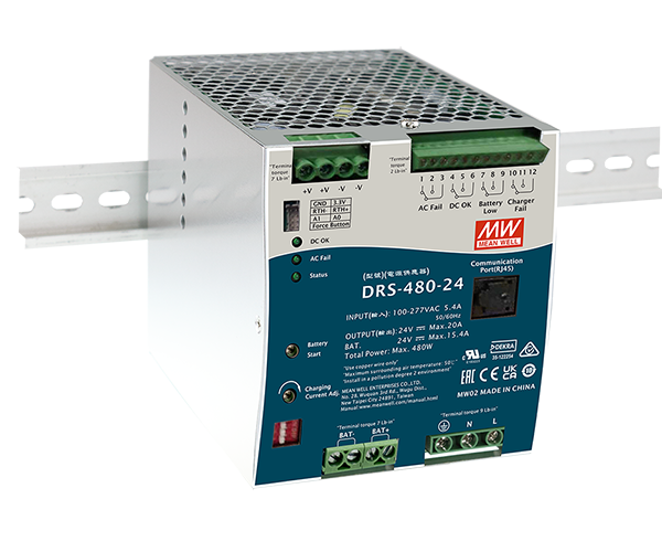 DRS-480-48CAN – Fonte Chaveada DIN 480W 90-305VCA/127-431VCC Saída 48V-0-10A – MEAN WELL