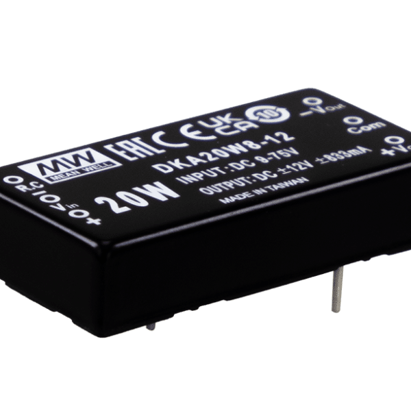 DKA20W8-12 – Conversor CC/CC Módulo 20W 9-75VCC Saída ±12VCC/0.833A – MEAN WELL