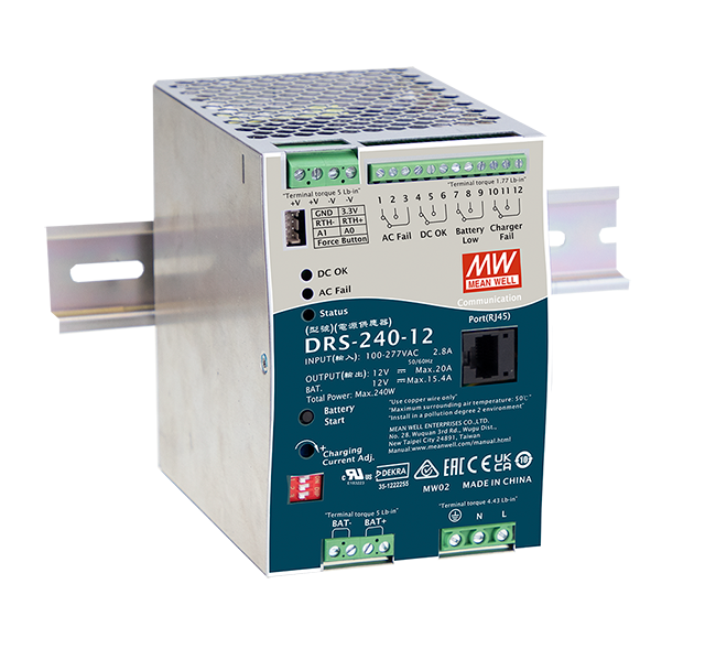 DRS-240-48CAN – Fonte Chaveada DIN 240W 90-305VCA/127-431VCC Saída 48V-0-5A – MEAN WELL
