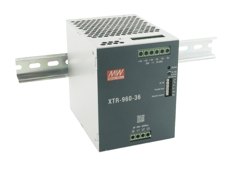 XTR-960-48 – Fonte Chaveada DIN 960W 320-600VCA Saída 48VCC-20A – MEAN WELL