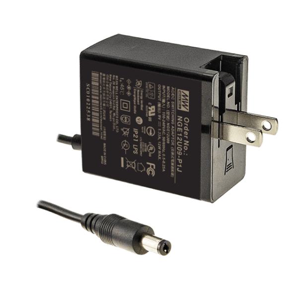 NGE12U15-P1J – Adaptador AC/DC 12W 80~264VCA Saída 15V-0.8A – MEAN WELL