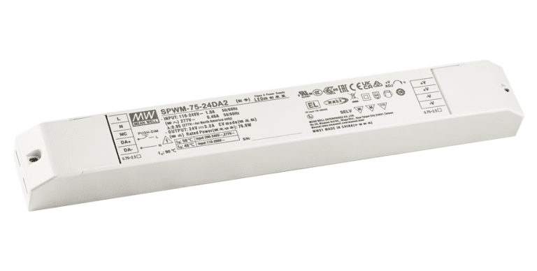 SPWM-75-24 – Driver LED 75W 100-305VCA/156-410VCC Saída 24V 3,2A – MEAN WELL