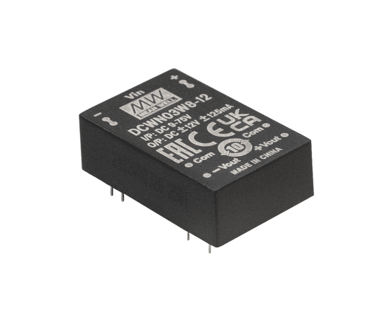 DCWN03W8-12 – Conversor CC/CC Módulo 3W 9-75VCC Saída ±12VCC/0.125A – MEAN WELL