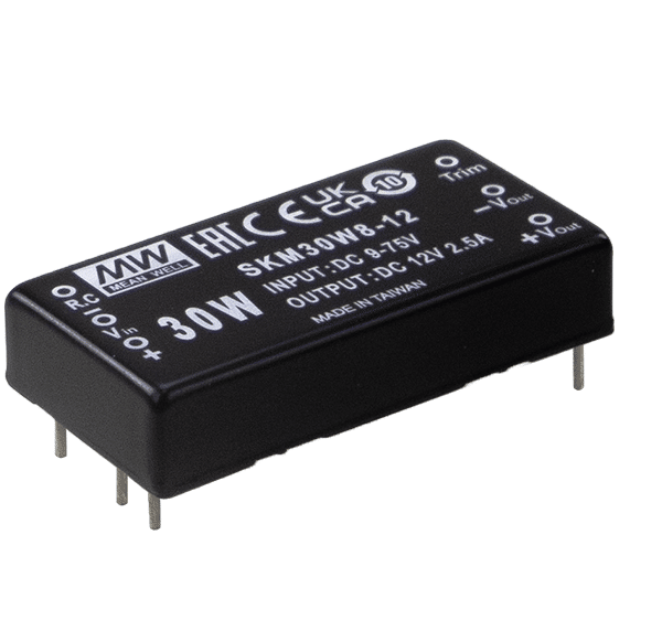 SKM30W8-12 – Conversor CC/CC Módulo 30W 9-75VCC Saída 12VCC/2.5A – MEAN WELL