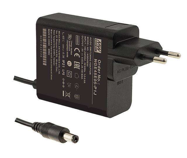 NGE45E05-P1J – Adaptador AC/DC 45W 80~264VCA Saída 5V-5.63A – MEAN WELL