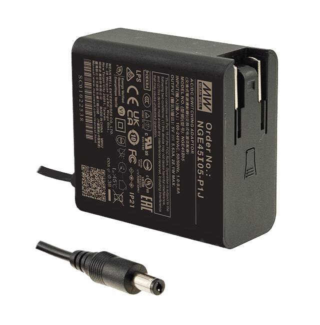 NGE45I15-P1J – Adaptador AC/DC 45W 80~264VCA Saída 15V-3A – MEAN WELL
