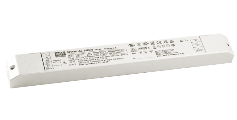 SPWM-150-24 – Driver LED 150W 100-305VCA/156-410VCC Saída 24V 6,3A – MEAN WELL