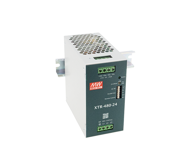 XTR-480-24LA – Fonte Chaveada DIN 480W Three-Phase 320-600VCA/450-800VCC Saída 24V-20A – MEAN WELL