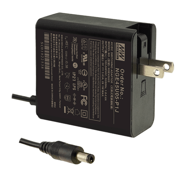 NGE45U05-P1J – Adaptador AC/DC 45W 80~264VCA Saída 5V-5.63A – MEAN WELL