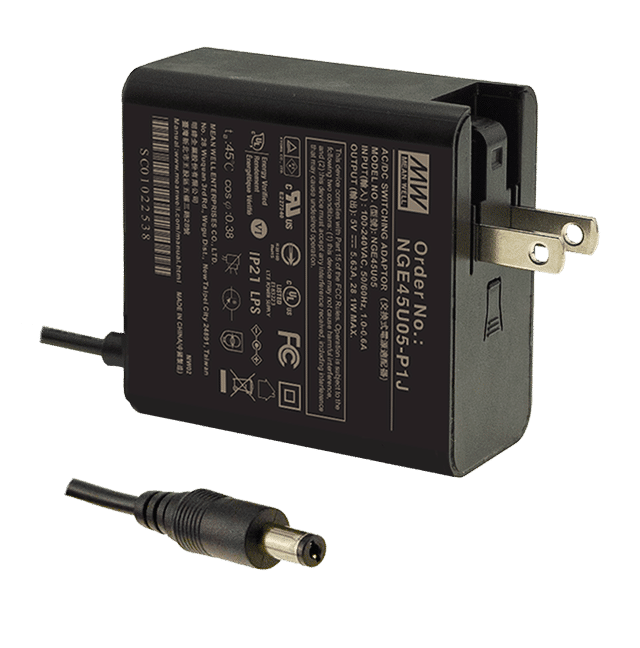 NGE45U05-P1J – Adaptador AC/DC 45W 80~264VCA Saída 5V-5.63A – MEAN WELL