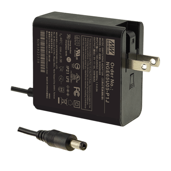 NGE65U24-P1J – Adaptador AC/DC 65W 80~264VCA Saída 24V-2.71A – MEAN WELL