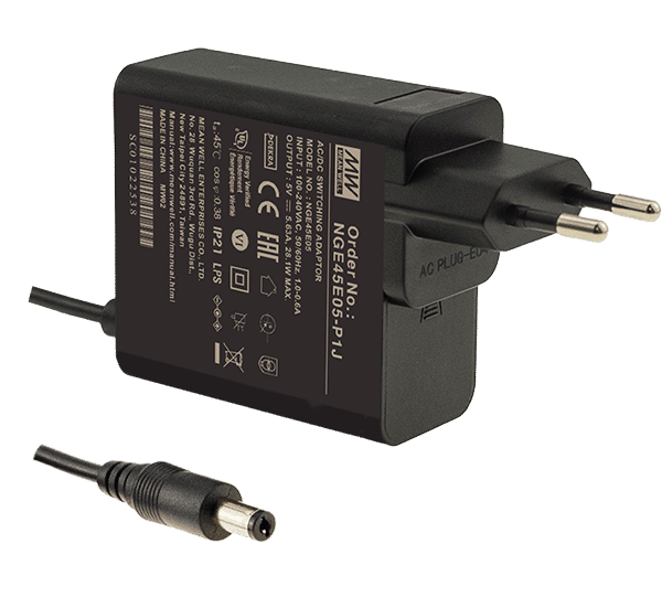 NGE45E12-P1J – Adaptador AC/DC 45W 80~264VCA Saída 12V-3.75A – MEAN WELL