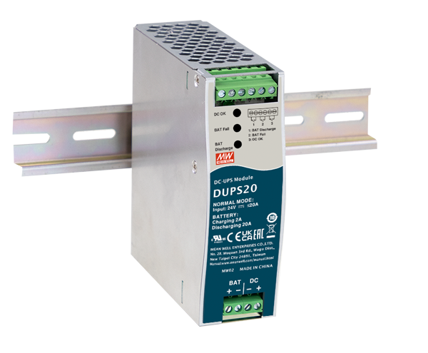 DUPS20 – Módulo UPS No-breaks (UPS – Uninterruptible Power Supplies) +24V 20A – MEAN WELL