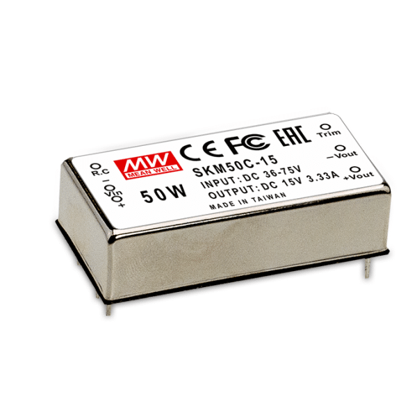 SKM50W8-12 – Conversor CC/CC Módulo 50W 9-75VCC Saída 12VCC/4.17A – MEAN WELL