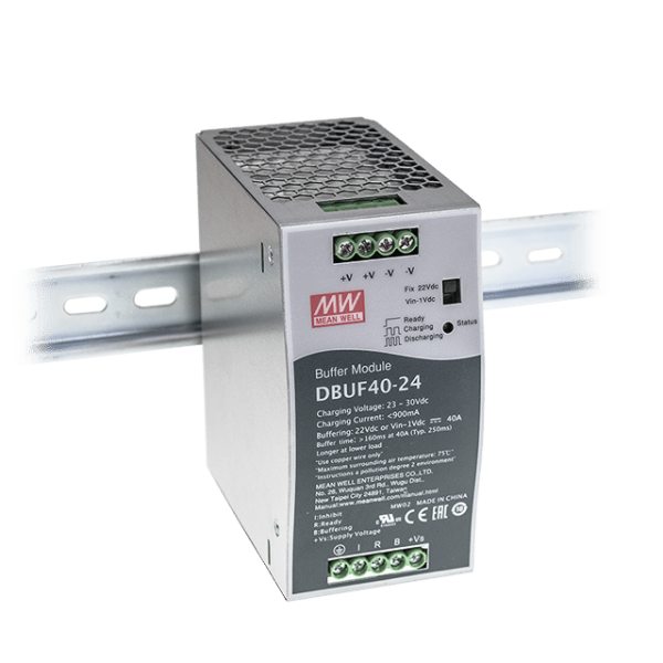 DBUF40-24 – Módulo Buffer DC 24V 40A p/ Backup 22–29VCC Trilho DIN – MEAN WELL