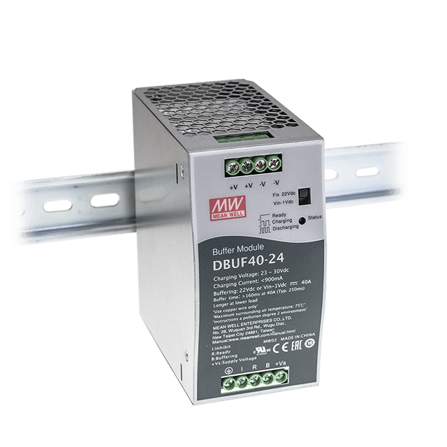 DBUF40-24 – Módulo Buffer DC 24V 40A p/ Backup 22–29VCC Trilho DIN – MEAN WELL
